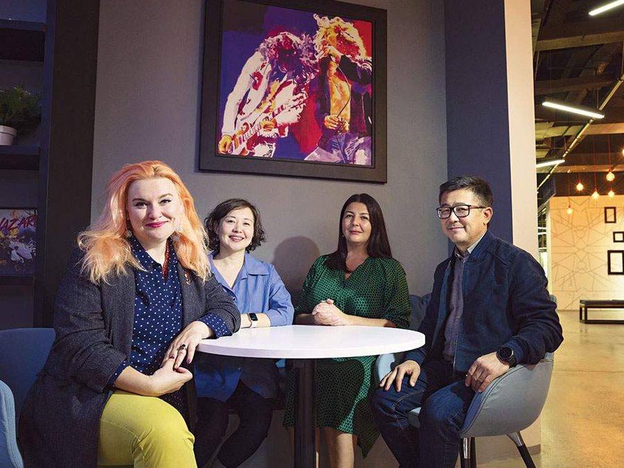 Kateryna Bannikova (in green) with the DataArt team in Almaty, photographed for Forbes Kazakhstan